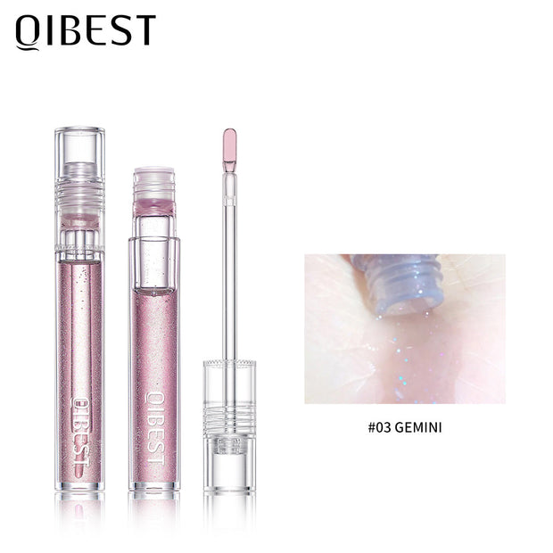 QIBEST Water Light Lip Gloss Mirror Glass Lip Glaze Moisturizing Moisturizing Water Light Lip Gloss Not Easy To Fade Transparent Lip Gloss