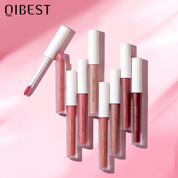 QIBEST Velvet Matte Lip Gloss Matte Moisturizing Non-Stick Lip Glaze Non-Fading Lip Gloss