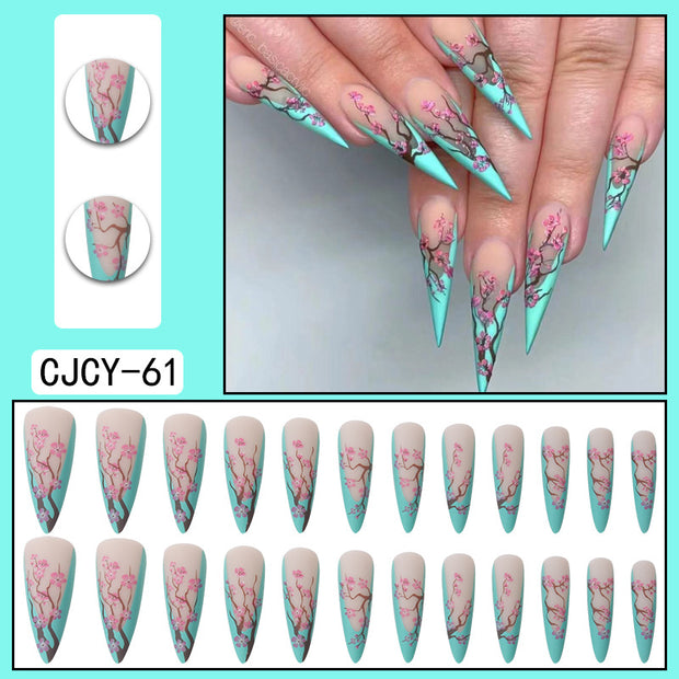 European and American wearable fake nails multi-color corrugated small flower checkerboard nails