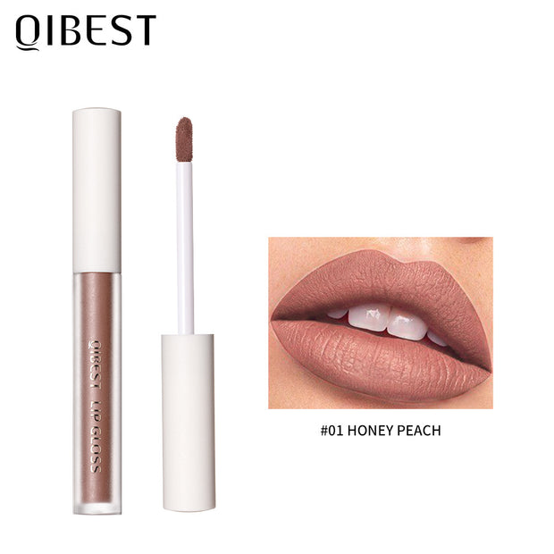 QIBEST Velvet Matte Lip Gloss Matte Moisturizing Non-Stick Lip Glaze Non-Fading Lip Gloss