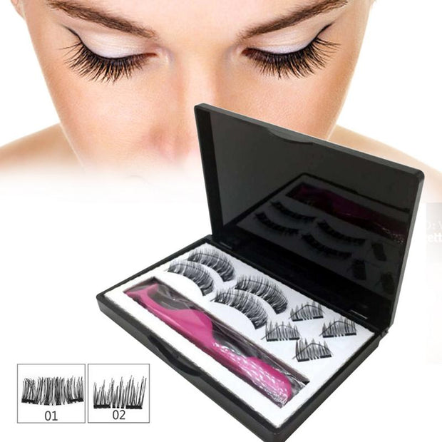 8pcs Magnetic eyelashes with 3 magnets handmade 3D magnetic lashes natural false eyelashes magnet lashes with gift box 40