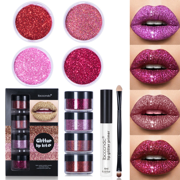 ibcccndc Glitter Lip Gloss Set Cool Color Lipstick Lip Gloss Powder Personality Lip Gloss