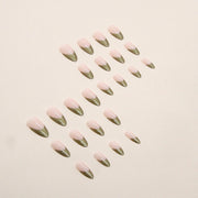 Simple pearlescent gold French almond nail wear nails special nail pieces wholesale finished wind fake nails