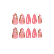 Manicure Wearable Nails Pink Nails Dot Ink Gold Foil Nail Art Stickers White Flower Nail Stickers Removable Nail