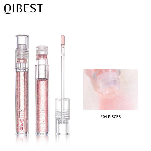 QIBEST Water Light Lip Gloss Mirror Glass Lip Glaze Moisturizing Moisturizing Water Light Lip Gloss Not Easy To Fade Transparent Lip Gloss