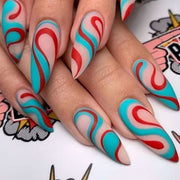 Nail Art Almond Nails Finished Wearable Nails Mid-Length Nail Art Patch Ins Style Hot Girl