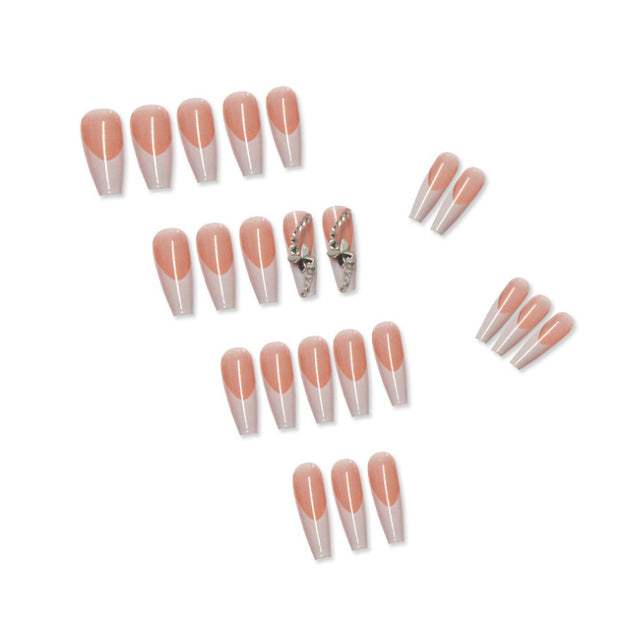 Long Wearing Nails 24 Pieces Of Finished Fake Nails Press On Nails French Ballet Manicure