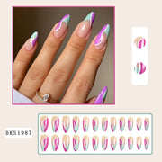 Nail Art Almond Nails Finished Wearable Nails Mid-Length Nail Art Patch Ins Style Hot Girl