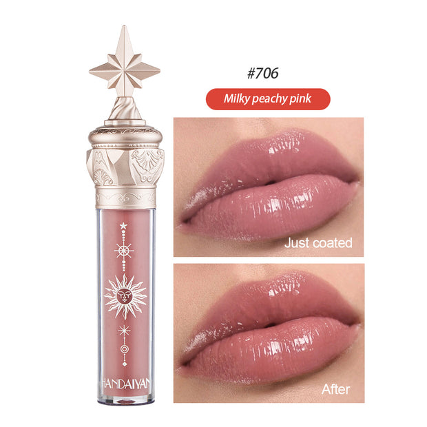 HANDAIYAN  Lip Gloss Lipstick Water Gloss Film Mirror Lip Glaze Glass Lip Gloss Moisturizing Lasting And Not Easy To Fade