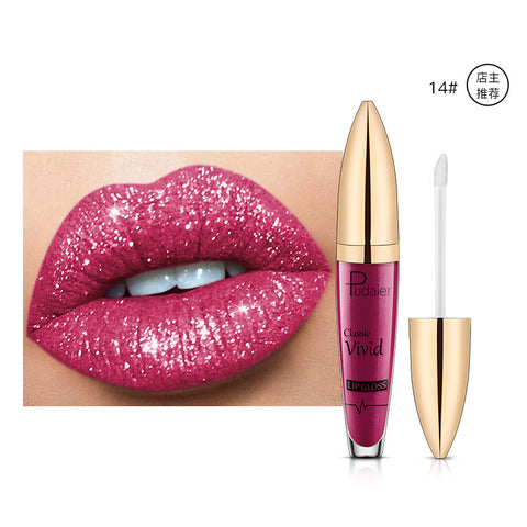 Pudaier Sip Glitter Flip Matte Pearl Lip Gloss Nonstick Diamond Lip Gloss