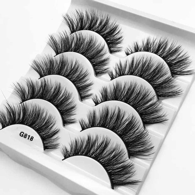 5Pairs 3D Mink Lashes False Eyelashes Natural Eyelash Extension Volume Lashes Long Cross Faux Eye Lashes Makeup G800 G815 Fake L