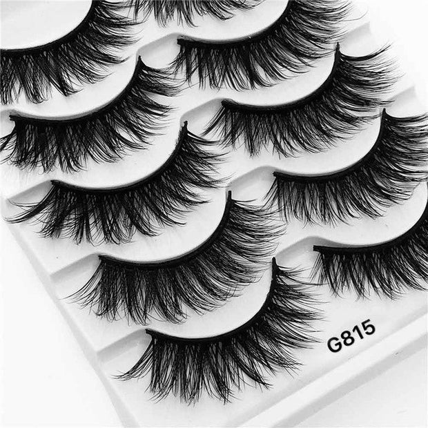 5Pairs 3D Mink Lashes False Eyelashes Natural Eyelash Extension Volume Lashes Long Cross Faux Eye Lashes Makeup G800 G815 Fake L