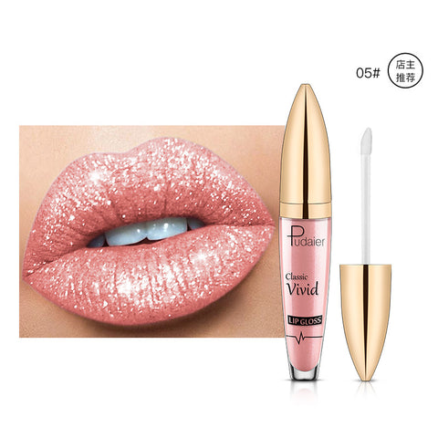 Pudaier Sip Glitter Flip Matte Pearl Lip Gloss Nonstick Diamond Lip Gloss