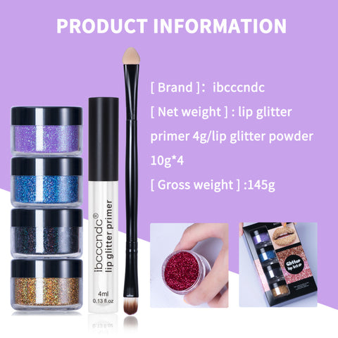 ibcccndc Glitter Lip Gloss Set Cool Color Lipstick Lip Gloss Powder Personality Lip Gloss