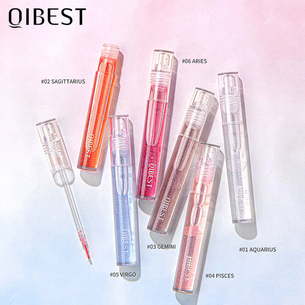 QIBEST Water Light Lip Gloss Mirror Glass Lip Glaze Moisturizing Moisturizing Water Light Lip Gloss Not Easy To Fade Transparent Lip Gloss