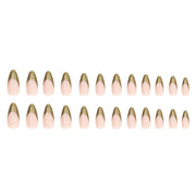 Simple pearlescent gold French almond nail wear nails special nail pieces wholesale finished wind fake nails