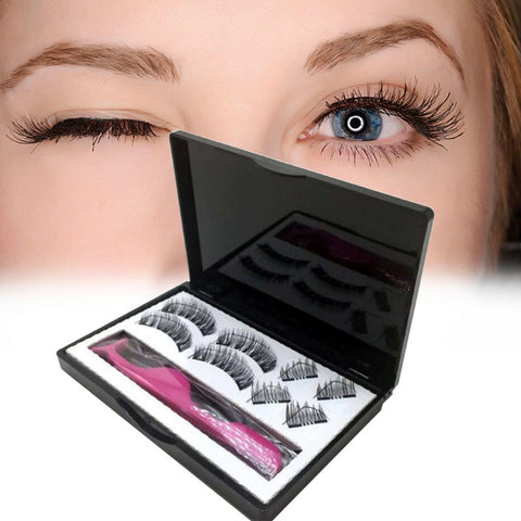 8pcs Magnetic eyelashes with 3 magnets handmade 3D magnetic lashes natural false eyelashes magnet lashes with gift box 40