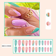 Nail Art Almond Nails Finished Wearable Nails Mid-Length Nail Art Patch Ins Style Hot Girl