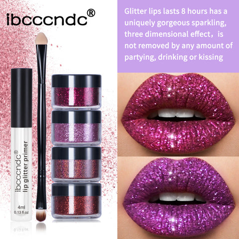 ibcccndc Glitter Lip Gloss Set Cool Color Lipstick Lip Gloss Powder Personality Lip Gloss