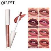 QIBEST Velvet Matte Lip Gloss Matte Moisturizing Non-Stick Lip Glaze Non-Fading Lip Gloss