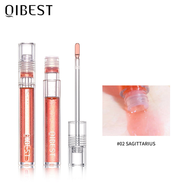 QIBEST Water Light Lip Gloss Mirror Glass Lip Glaze Moisturizing Moisturizing Water Light Lip Gloss Not Easy To Fade Transparent Lip Gloss