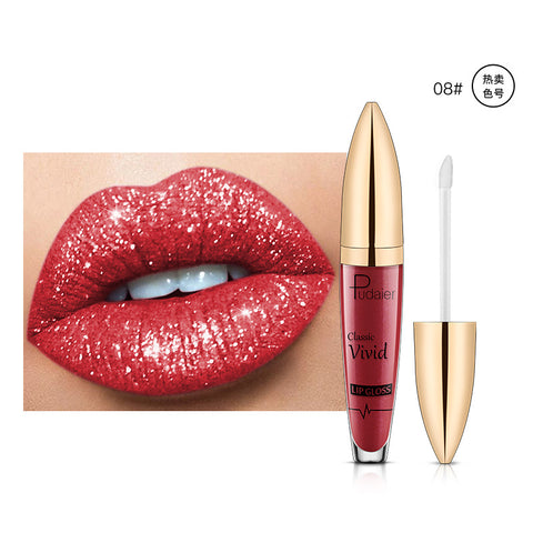 Pudaier Sip Glitter Flip Matte Pearl Lip Gloss Nonstick Diamond Lip Gloss